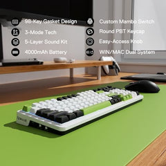 Redragon K686 PRO 98 Keys Wireless Gasket RGB Gaming Keyboard, 3-Mode PBT Mechanical Keyboard w/Hot-Swap South-Facing RGB Socket, Dedicated Knob Control & 5-Layer Noise Dampening, Gradient PBT Keycaps