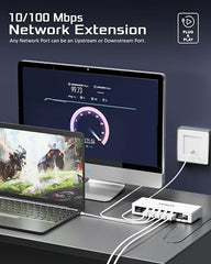 FEDUS Nextport-8000, 8 Port Gigabit Ethernet Switch 1000Mbps, High-Speed Network Splitter & LAN Hub, Plug & Play, Fanless, Desktop Switch for PC, Internet Cable, Laptop, Gaming, Router, NAS, CCTV, TV