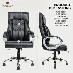 INNOWIN Obama Ergonomic Leatherette Executive High Back Revolving Desk Office Chair (Brown)