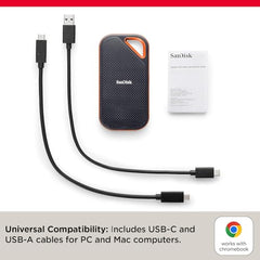 SANDISK Extreme Pro 2TB Portable External SSD, Up to 2000MB/s, USB-C, IP65 Water & Dust Resistant, 3m Drop Protection, Metal Enclosure, PC, Mac & Smartphone Compatible