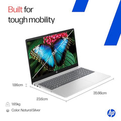 HP 15 Smartchoice, Intel Core Ultra 5 125H 12 TOPS, 24GB DDR5 (Upgradeable) 1TB SSD,Anti-Glare, FHD, 15''/39.6cm,Win11, M365*Office24, Silver, 1.65kg, FD1458TU, FHD Camera w/Shutter, Backlit AI Laptop