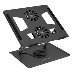 Zebronics NS5500 Rotatable Laptop Cooling Stand, Up to 17-Inch, 360° Rotation, Metal Body, USB Powered Cooling, LED Lights, 3 USB, 2 Type-C Ports, Multi-Angle, Foldable, 5kg Capacity,Anti Rust (Black)