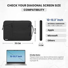 Dyazo 15-15.6 Inch Laptop Sleeve Case | Water Resistant Cover with Charger Pouch & Three Front Pockets | Compatible for Dell, HP, MacBook, Lenovo, Acer, Asus & All Other Notebooks (Black)