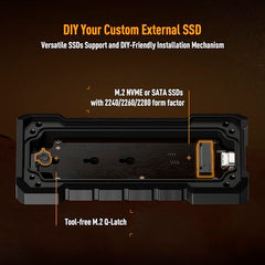 ASUS TUF Gaming A2- USB-C 3.2 Gen 2x2 Portable SSD Enclosure, Dual M.2 NVMe PCIe and SATA, MIL-STD-810H Drop Resistance, IP68 Water and dust Resistance, Aluminum Alloy Chassis and a Thermal pad