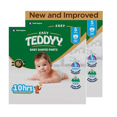 TEDDYY Easy Baby M Size Diaper Tape Style |126 Count (Medium) | 6-11 kgs (Pack of 2) | Quick Absorbency | Extra Super Soft | Anti - Bacterial | Wetness Indicator with Adjustable Grip Tapes