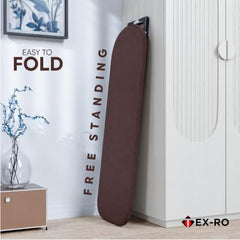 TEX-RO Ironing Board with Iron Stand | Foldable Iron Table for Ironing Clothes with Adjustable Height, Cotton Padded Press Table, Heat-Resistant Rest & Anti-Skid Legs - Brown and White