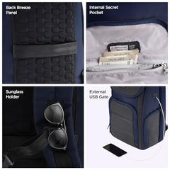 HARISSONS Teknos Business Travel Laptop Backpack | 35L | Fits 15.6” Laptop | 900D PU-Coated Polyester & Vegan Leather | Work, Travel & Commute | USB Port, Anti-Theft Pocket, Rain Cover (Black)