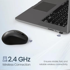 Portronics Toad 34 Wireless Mouse with 2.4 GHz Wireless, Adjustable Sensitivity, USB Receiver, Ergonomic Design, for Laptops, Desktops PC, Mac (Black)