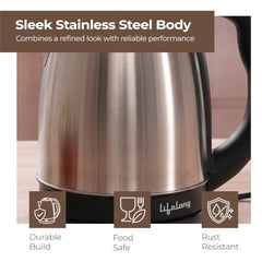 Lifelong ISI Certified Electric Kettle 1.5L with Stainless Steel Body,1500 W Easy and Fast Boiling of Water for Instant Noodles, Soup, Tea etc. (1 Year Manufacturer's Warranty, Silver, LLEK23)