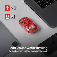 Portronics Toad 8 Transparent Wireless Bluetooth Mouse with Dual Wireless (BT + 2.4 GHz), Rechargeable Battery, Noise-Free Clicking, Show/Hide Desktop, Multi-Device Pair, Adjust Sensitivity (Grey)