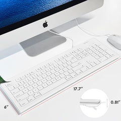 Macally 104 Key Full-Size USB Keyboard with Short-Cut Keys for Mac (MKEYE, White)