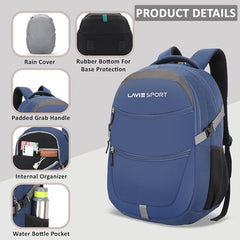 Lavie Sport 46Cm Triumph 29L Laptop Backpack With Rain Cover For Men & Women | Premium Backpack For Boys & Girls,Navy