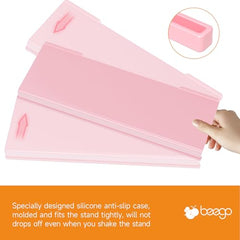 Beego Ergonomic Computer Keyboard Stand Holder Clear Acrylic Keyboard Riser Tilted Keyboard Holder Keyboard Tray with Lightpink Non-Slip Strip for Easy Typing at Home School Office Desk Accessories