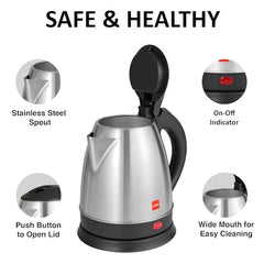 CELLO Lifestyle Electric Kettle 1.5L and Sippa Bottle 500 ml Combo Black | Double Wall, Auto-Shut Off Protection, Easy Grip Cool Touch Handle | Stainless Steel Electric Kettle For Boiling Hot Water