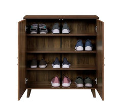 DeckUp Zara Engineered Wood 2-Door Shoe Rack (Walnut, Matte Finish)