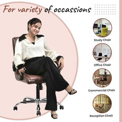 GOYALSON Ergonomic Revolving Office Home Swivel Desk Chair with Adjustable Height Smooth Moving (2, Black, Standard)