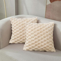 MOMISY Corduroy Cushion Throw Pillow Covers, Honeycomb Pattern, 45 x 45 cm, Pack of 2 (Beige)