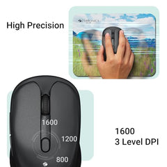ZEBRONICS Charm Rechargeable Wireless Mouse, Dual Mode (2.4GHz + BT), Dual Bluetooth, Upto 1600 DPI, Silent Operation, 6 Buttons, Comfortable & Ergonomic, for Mac | Laptop | Computer (Metallic Grey)
