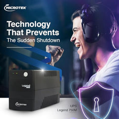 Microtek Legend 650 Line Interactive UPS 650VA/360W, Micro Processor Based UPS System, an Ideal Power Backup & Protection for Desktop PC & Home Office with 2 Years on Electronics and 1 year on Battery