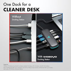 Type C 14 in 1 Wozoyo Docking Station, PD 100W, 2X4K@60Hz HDMI,4K DisplayPort, 2XType-C 10Gbps, USB 10Gbps, Gigabit Ethernet, AUX Port,Universally Compatible Thunderbolt 4,macOS,Windows,Android & iOS