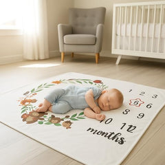MOMISY Baby Milestone Blanket and Props for Baby's |1 to 12 Months Prop |Baby Bedding |Ac Room Blanket for Summer|Newborn| Infants Winter Blanket(BearFlower)