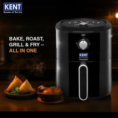 KENT Digital Air Fryer 5L | 1400W | Bake, Grill & Roast | Up to 80% Less Oil Usage | 8 Preset Menu | Rapid Heat Circulation | Digital Display & Touch Control Panel | Glass Window with in built Light