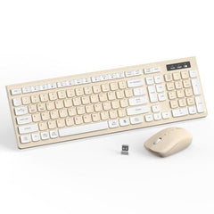 Wireless Keyboard and Mouse Combo, Full-Sized Wireless Keyboard and Adjustable DPI Mouse, 2.4GHz USB Receiver, Keyboard and Mouse for PC, Windows, Desktop, Laptop (Orange-B)
