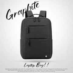 GadgetBite Graphite 20L Laptop Backpack with 15.6" Laptop Compartment, USB Charging Port, Organiser Pockets and Bottle Holder. Ideal for Office, College and Travel - Charcoal Grey