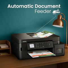 Brother Ink Tank MFC-T930DW New Launch (Print Scan Copy Fax) WiFi Auto Duplex, ADF Printer, 128 MB, Print Pages Upto 15K in Black & 5K in Color Each (CMY) Get Extra Black Ink Bottle, Free Installation