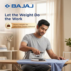Bajaj DHX-9 1000W Heavy Weight Dry Iron | Advance Soleplate And Anti-Bacterial German Coating Technology | Multiple Temperature Levels | 2 Yr Warranty 【Ivory】
