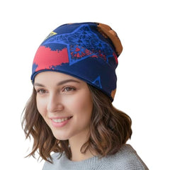 MOMISY Women Unisex Winter Beanie Hat & Neck Warmer | Knitted Multifunctional Scarf Cap with Letter Print | Warm Pullover Hat (in, Alpha, Free Size, MultiStar)