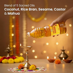 Om Shanthi POOJA MADE PURE Cycle Pure Om Shanthi Puja Oil, Blend Of 5 Puja Oils With Jasmine Fragrance for Daily Puja, Festivals - Pack Of 2 (1 litre per Pack)
