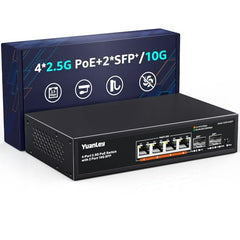YuanLey 18 Port 2.5G PoE Switch Unmanaged, 16 x 2.5G Base-T PoE Ports, 2 x 10G RJ45 UpLink, IEEE802.3af/at, 250W, Compatible with 100/1000/2500Mbps, Metal Case, 2.5Gbe Network Switch