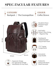 FUR JADEN 22L Vegan Leather Stylish Travel Premium Laptop Backpack for Men & Women | Water-Resistant | Fits Upto 15.6 Inch Laptop | Ideal for Office, College, Work & Travel (Yellow)