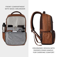 Gear Vintage 4 19"/29L anti theft faux leather Medium Water Resistant Laptop Backpack/Casual Backpack/Daypack/Travel Backpack/College Bag For Men/Women(Pitch Black-Black)
