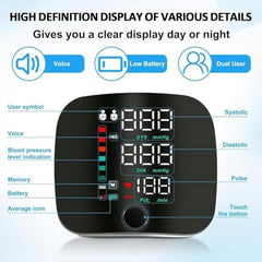 Govee Digital Wrist Blood Pressure Monitor with Heart Rate Display, Automatic BP Checker with Large LCD Screen, Adjustable Wrist Cuff, Memory Function & Rechargeable Design for Home Use