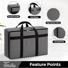 SITTELLA 2 Pack Large Foldable Storage Bags 58 L | Fabric Storage Organizer Box with Zip | Blanket, Quilt & Household Item Storage | Space Saving Storage Container | Beige