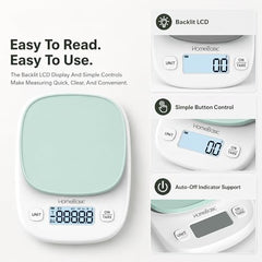 HomeBasic Digital Kitchen Weighing Scale 5kg | Food Weighing Machine, Weight Scale for Food, ±1g Accuracy, Multi-Units (g/oz/lb/ml), Tare Function, Waterproof Platform for Cooking, Baking & Diet