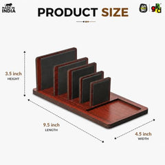 GKD Dark Wood Multi Device Stand & Organizer | Laptop, Tablet, Mobile & Power Bank Holder | All-in-One Desk Charging Station & Organizer | Modern Office Desk Accessory | Diwali Gift