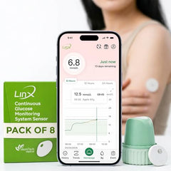 LinX CGM Glucose Monitor Device I Bluetooth Enabled | Real time Sugar Tracking | 15-Day Sensor Life | IP68 | Easy one click use I Enhance your lifestyle & optimise diet | Pack of 1