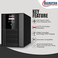 Microtek Jumbo UPS JM SW 5500+/48V Pure Sine Wave Inverter, 5.2KVA/4160W, DSC Technology, Home/Office/Shop Use, Compatible with Lithium-Ion, Tubular, Flat Plate & SMF Batteries, 3-Year Warranty