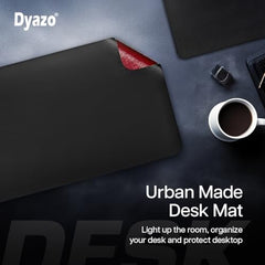 Dyazo Vegan PU Leather Mouse Pad for Remote Work/Office/Gaming, Large Desk Mat, Dual-Sided Anti-Slip, Water-Resistant Design (800 x 300mm, Navy Blue & Yellow)