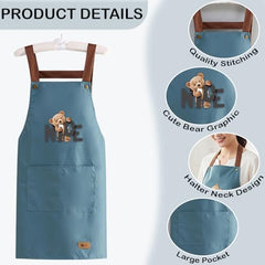 MOMISY Kitchen Apron – Adjustable Cooking Apron with Straps & Front Pockets (Blue)