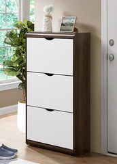 DeckUp Jade Engineered Wood 3-Door Shoe Rack (Walnut & White, Matte Finish)