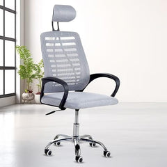 Casa Copenhagen Mesh Mid Back Office/Study/Computer/Revolving/Desk Chair for Work from Home -Metal Base, Height Adjustable Seat - Grey Milange & Black Handle