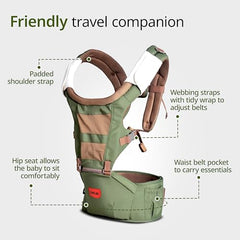 LuvLap Royal Hip Seat Baby Carrier with 4 Carry Positions, Baby Carrier with Hip seat for 6 to 24 Months Baby, Adjustable New-Born to Toddler Carrier, Max Weight Up to 15 Kgs (Black)