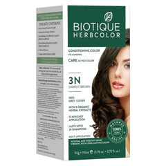 Biotique Herbcolor Conditioning Hair Colour l Ammonia Free Hair Color l 9 Organic Herbal Extracts l Natural and Healthy Shine l 50g + 110ml| Natural Black 1N (Pack of 1)