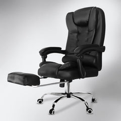 Kepler Brooks Italia Premium Leatherette Office Chair for Work | 3-Years Warranty | Boss Chair for Office, Ergonomic Executive Chair, Cushioned Arms & Seat, Leg Rest, Heavy Duty Metal Base (Black)