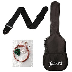Juârez Acoustic Guitar Kit, JRZ38C/BK 38 Inch Cutaway, 038C with Bag, Strings, Pick and Strap, Black