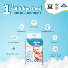 Amazon Brand - Supples Premium Baby Diaper Pants | 108 Baby Diapers | XL | 12-17 Kg | 12 Hrs Absorption | Cushiony Cotton Soft Fabric | Phthalates-Free | Triple Leak Guard | 54 Count, Pack of 2